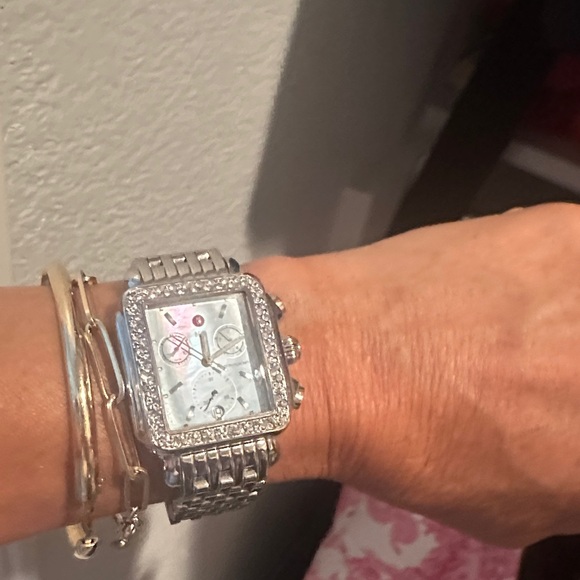 SOLD Gorgeous diamond Michele Deco watch baby Blue face - Picture 3 of 15